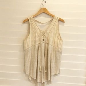 Lucky Brand Cream Boho Peasant Sleeveless Top - M